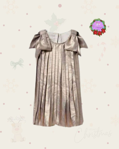 VESTIDO DE NIÑA OCRE METALIZADO