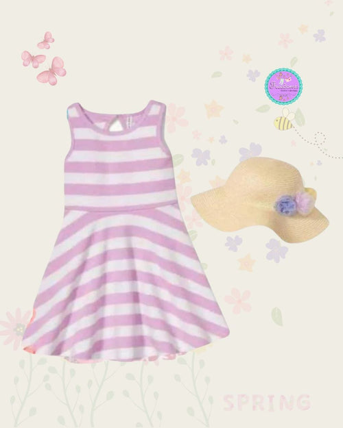 VESTIDO DE NIÑA RAYAS LILA