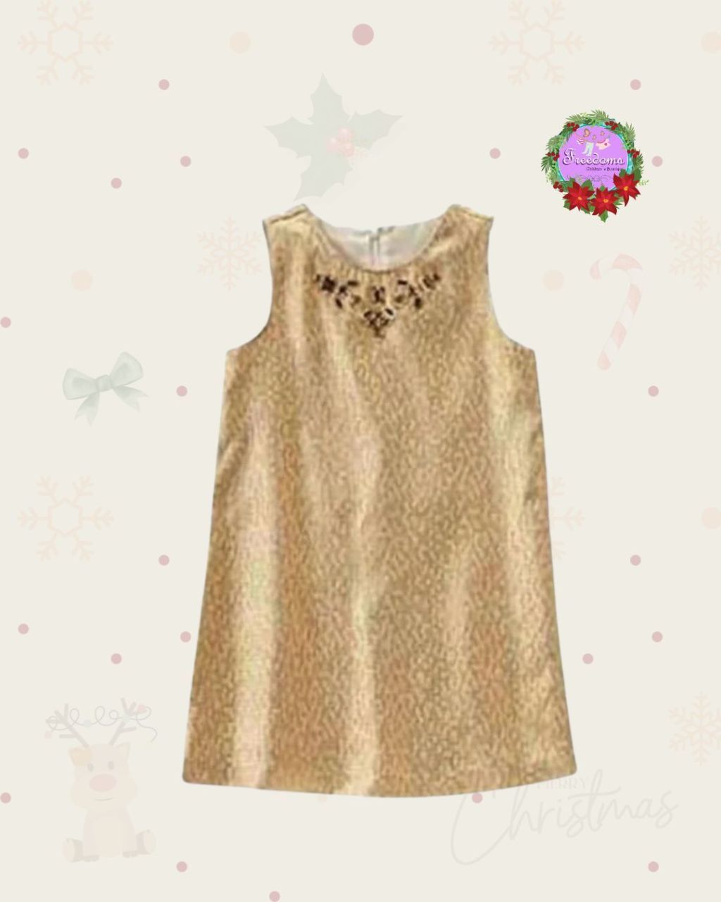 VESTIDO DE NIÑA METALIZADO COLOR ORO