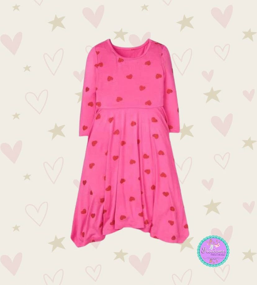 VESTIDO DE NIÑA ESTAMPADO CORAZONES