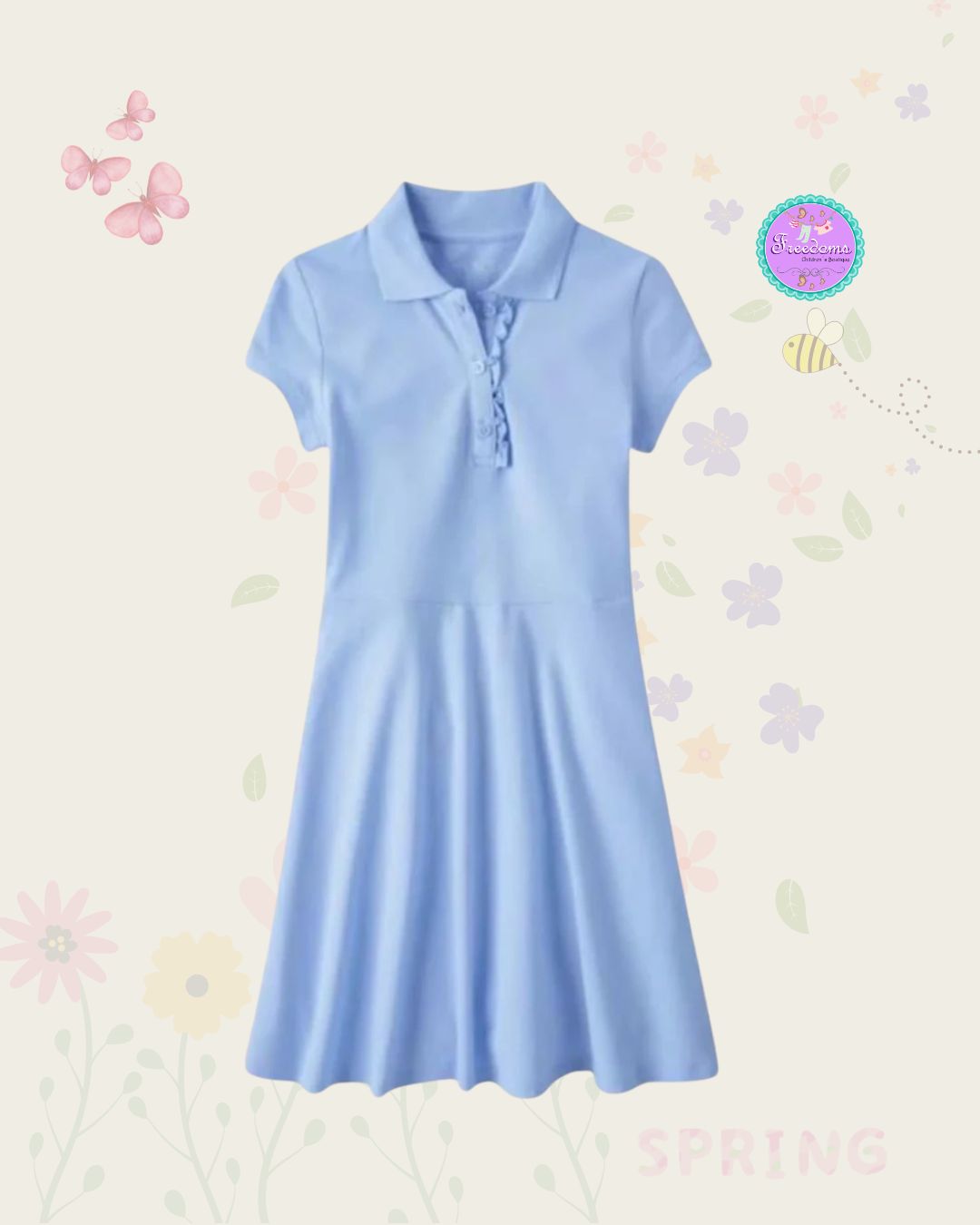 VESTIDO DE NIÑA TIPO POLO AZUL