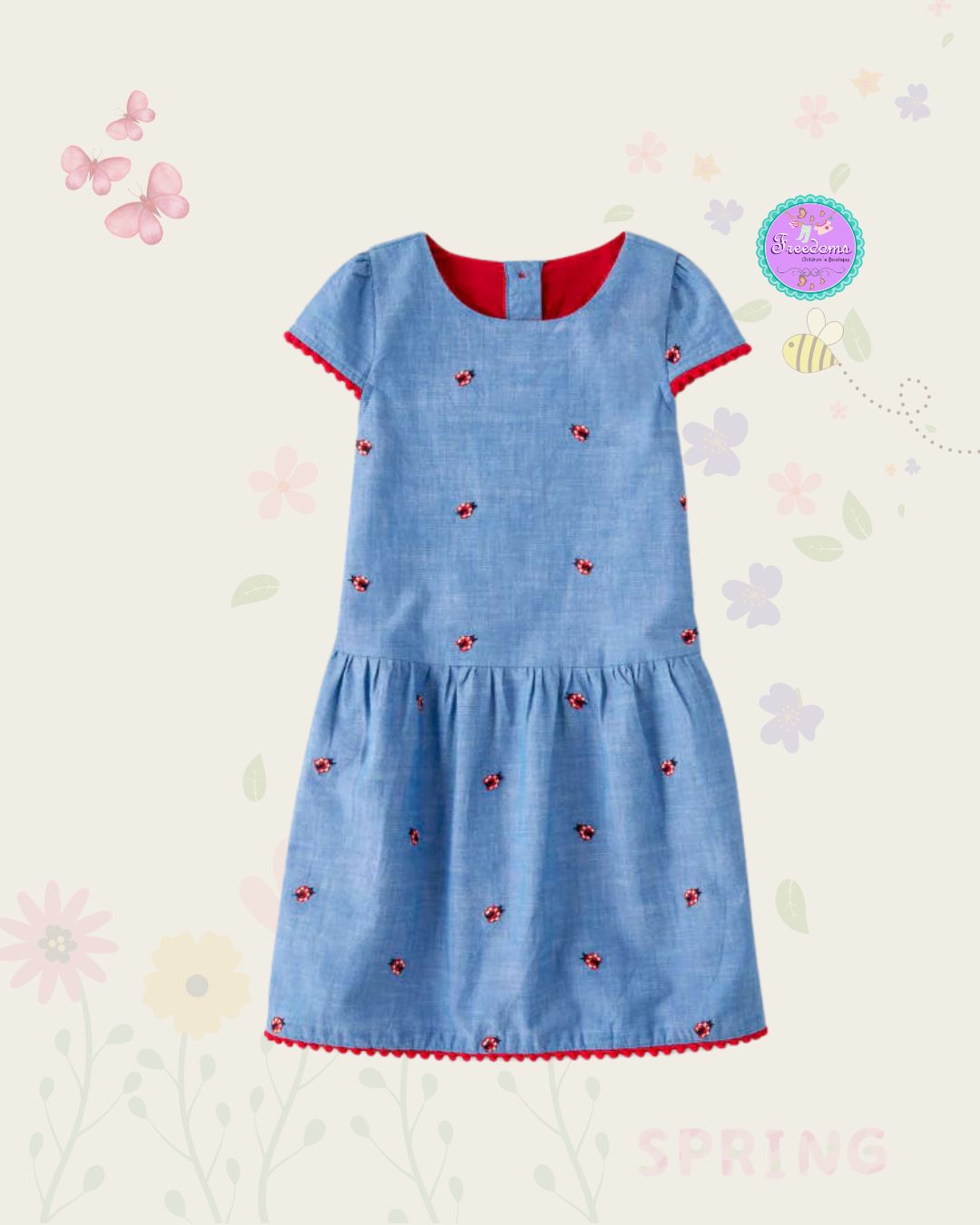 VESTIDO DE NIÑA CHAMBRAY BORDADOS