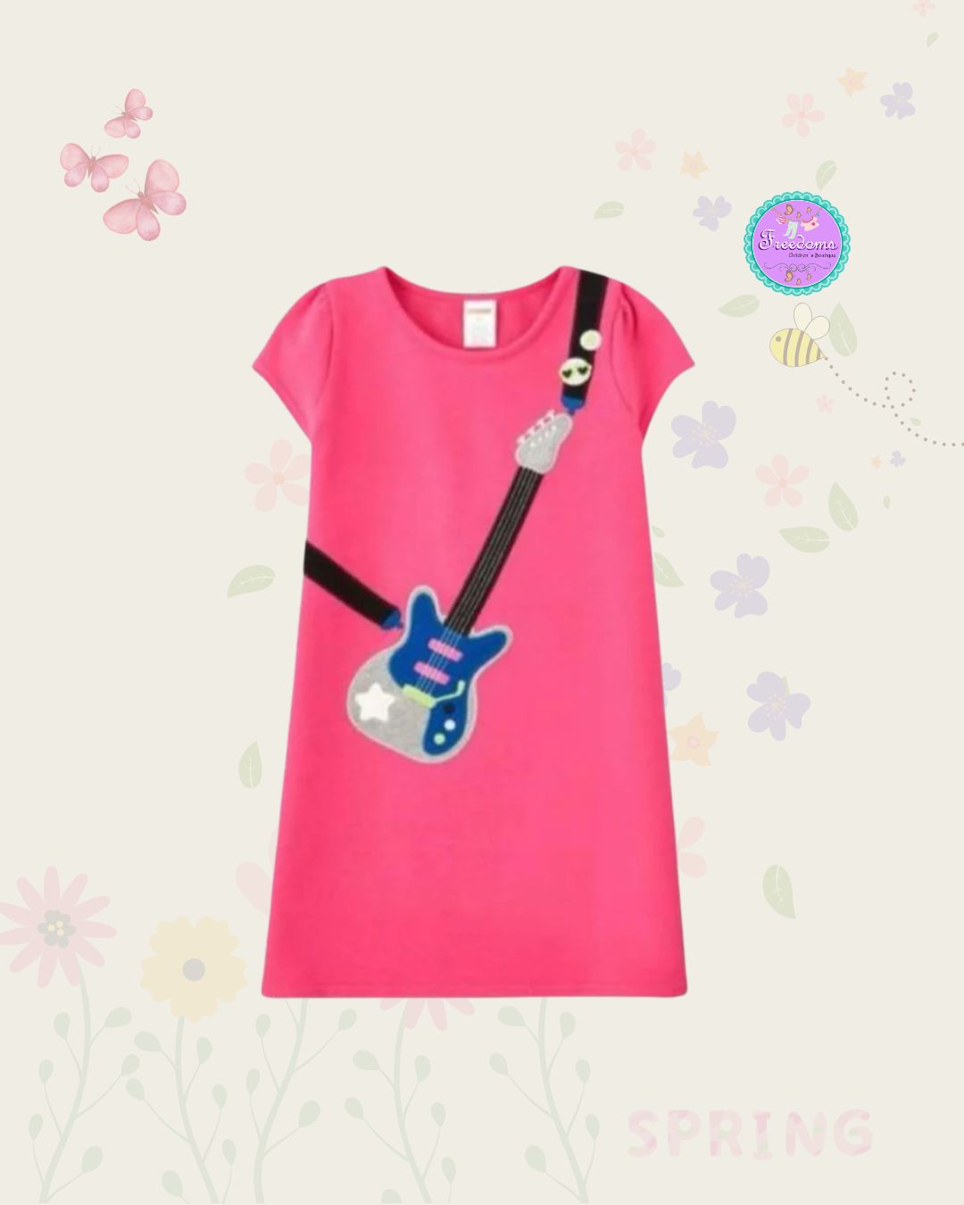 VESTIDO DE NIÑA ESTAMPADO GUITARRA