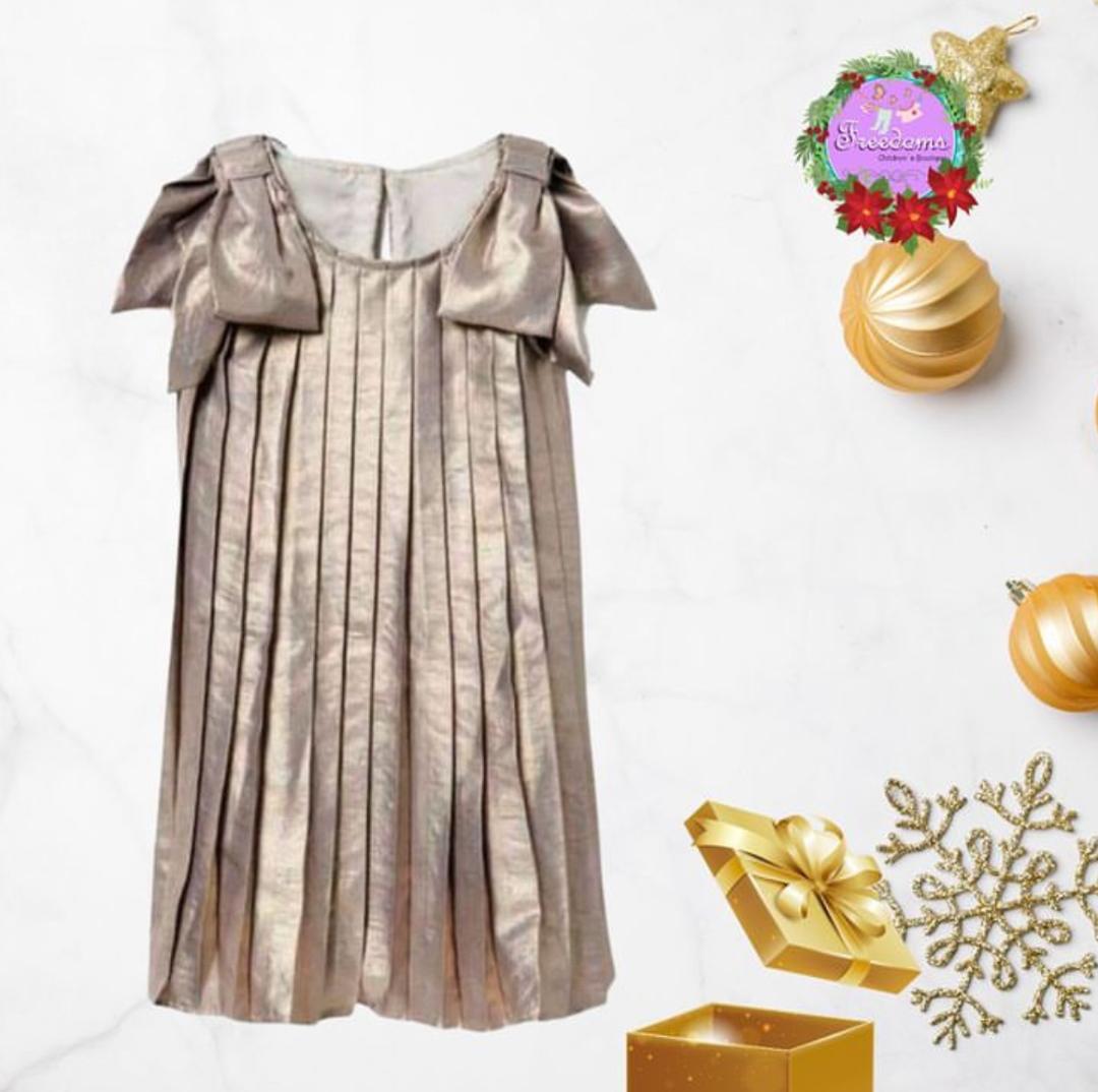 VESTIDO DE NIÑA OCRE METALIZADO