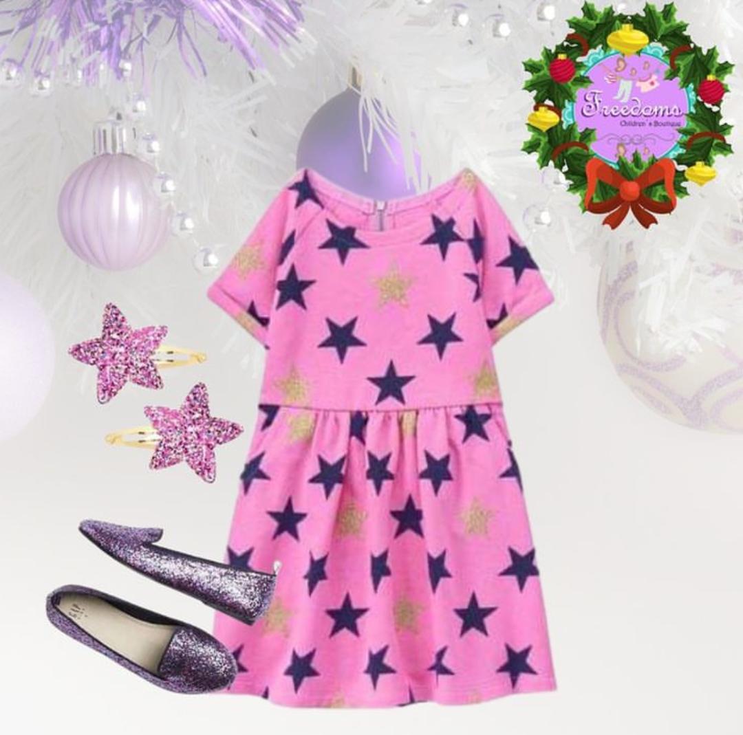 VESTIDO DE NIÑA ESTAMPADO DE ESTRELLAS