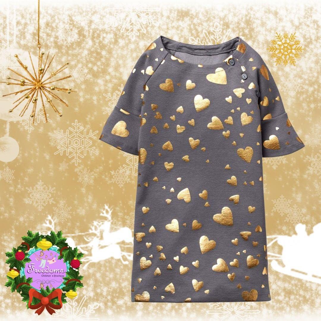 VESTIDO DE NIÑA ESTAPADO METALICO CORAZON