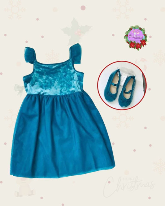 VESTIDO DE NIÑA AZUL TERCIPELO