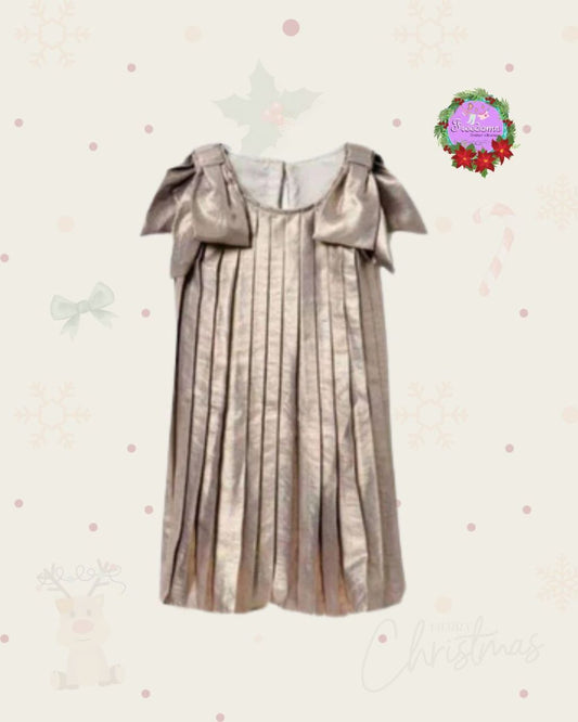 VESTIDO DE NIÑA OCRE METALIZADO