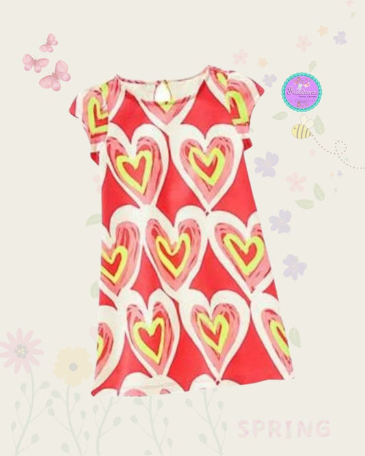 VESTIDO DE NIÑA ESTAMPADO CORAZONES