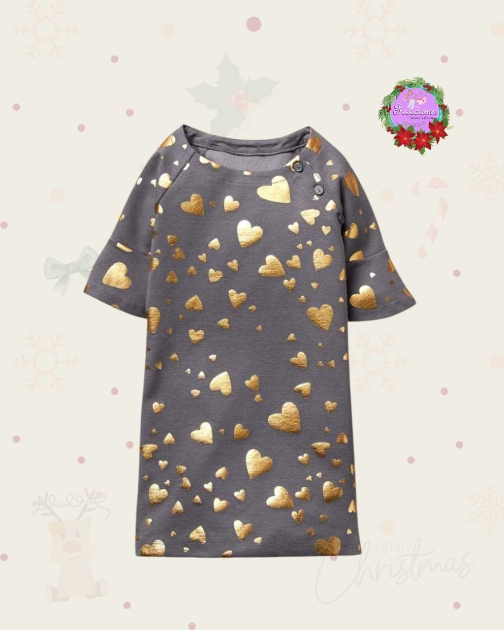 VESTIDO DE NIÑA ESTAPADO METALICO CORAZON