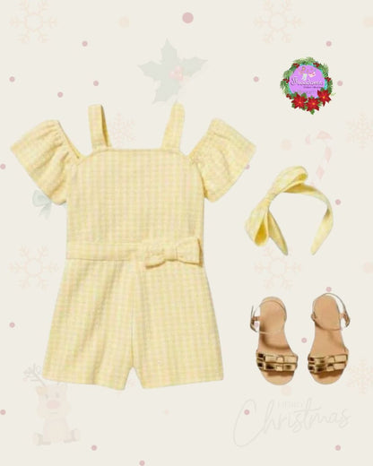 ENTERIZO DE NIÑA RUFFLE JACQUARD AMARILLO