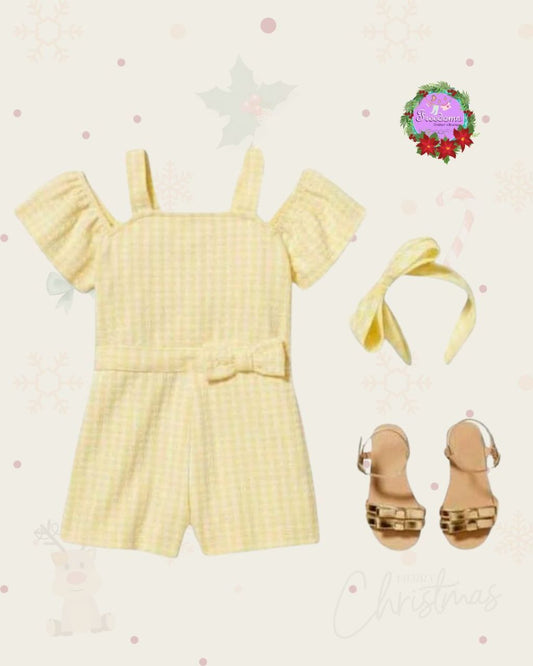 ENTERIZO DE NIÑA RUFFLE JACQUARD AMARILLO