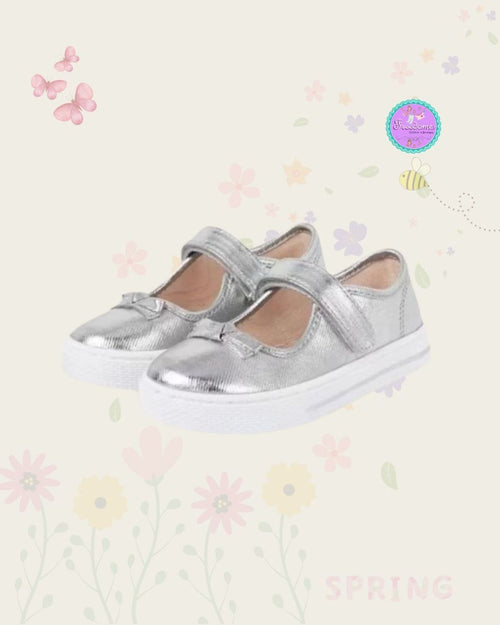 ZAPATOS INFANTILES METALICOS PLATEADOS