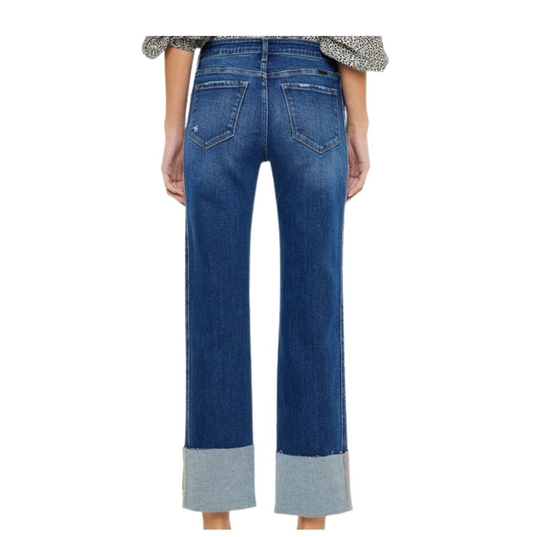 JEANS KAN CAN   DE TIRO BAJO  RECTO COMODO CON DOBLES