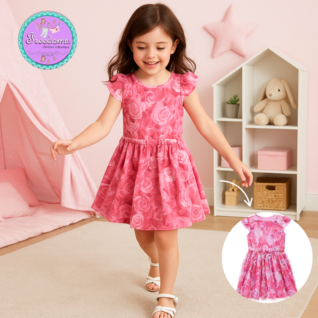 VESTIDO DE NIÑA ESTAMPADO DE ROSAS