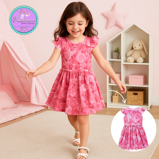 VESTIDO DE NIÑA ESTAMPADO DE ROSAS