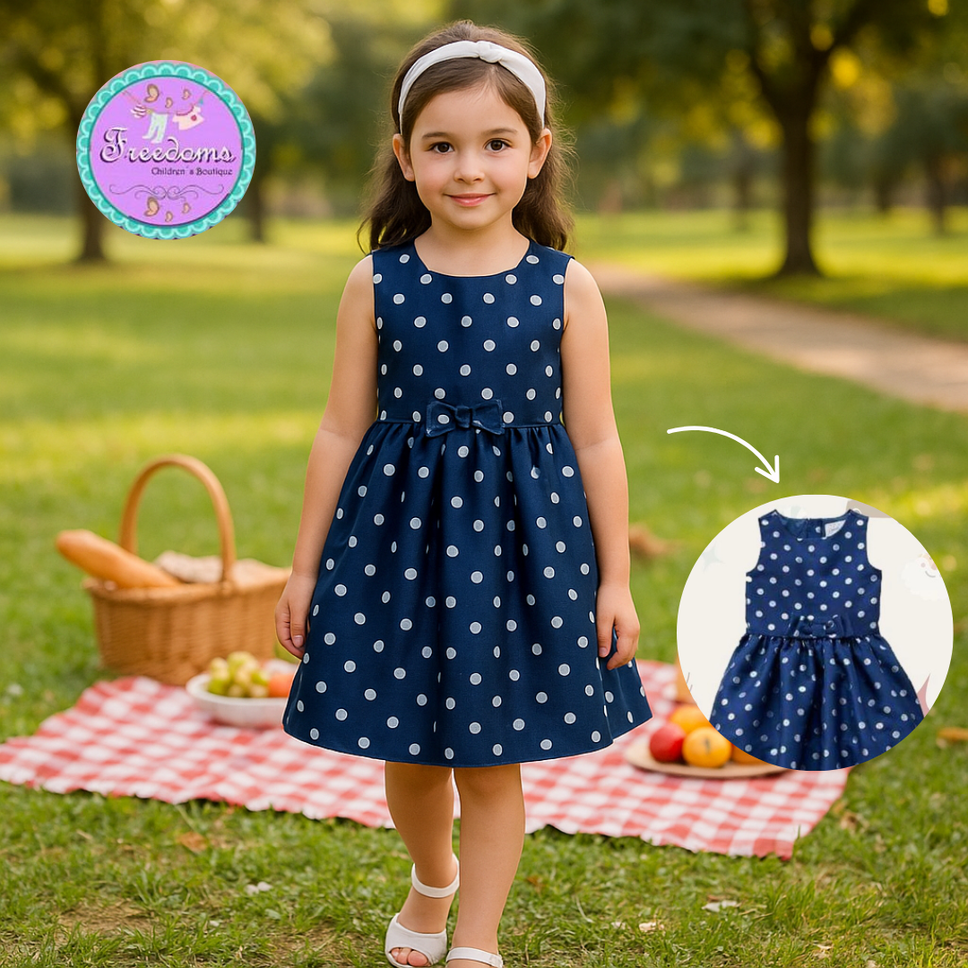 VESTIDO DE NIÑA LUNARES PLATIADOS