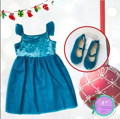 VESTIDO DE NIÑA AZUL TERCIPELO