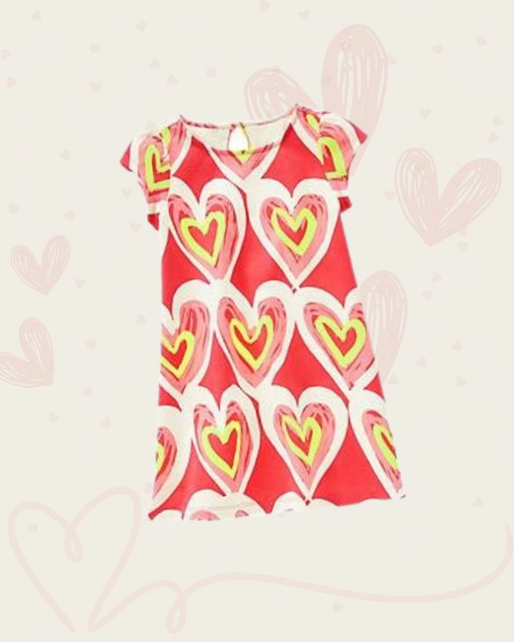 VESTIDO DE NIÑA ESTAMPADO CORAZONES